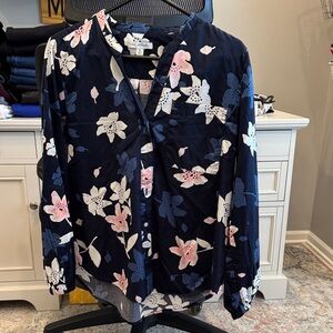 Casual Floral Navy Blouse